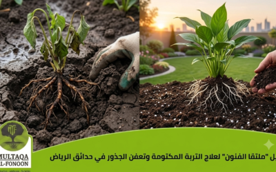 دليل “ملتقا الفنون” لعلاج التربة المكتومة وتعفن الجذور في حدائق الرياض.